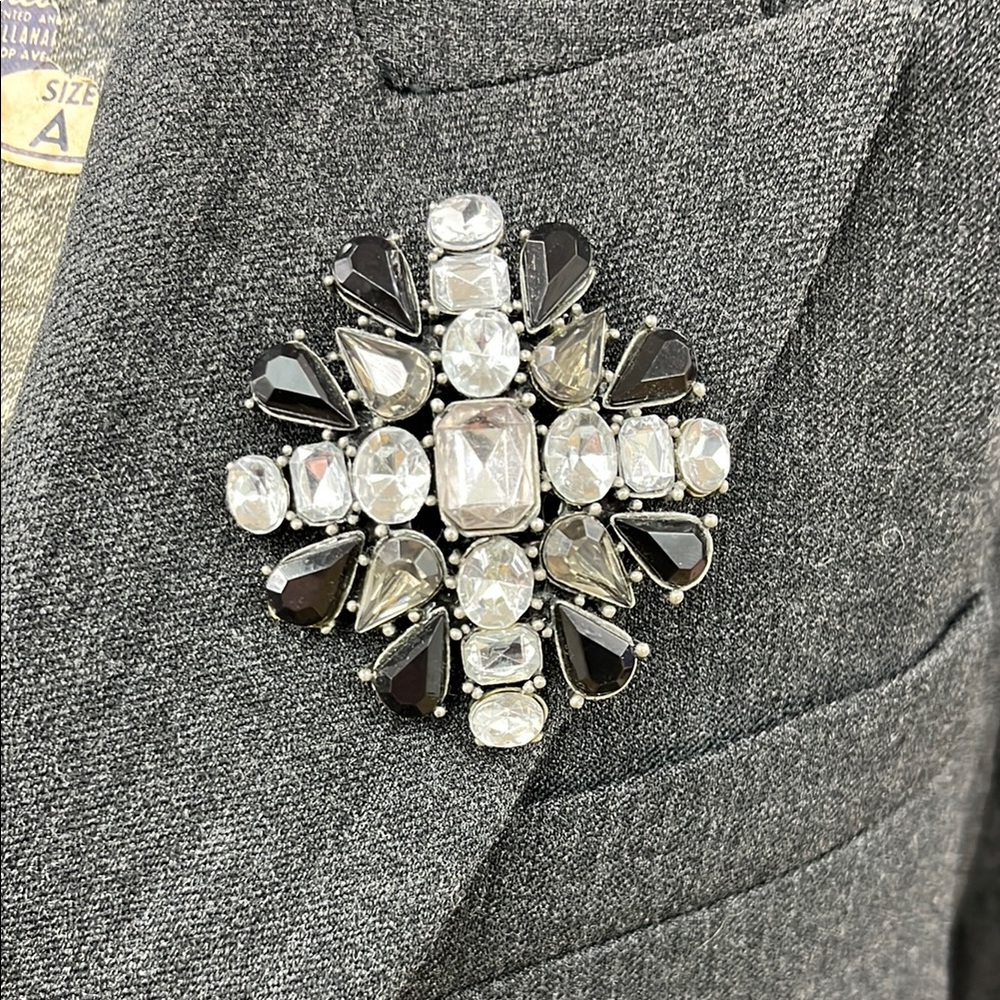 Vintage Black and Silver Brooch